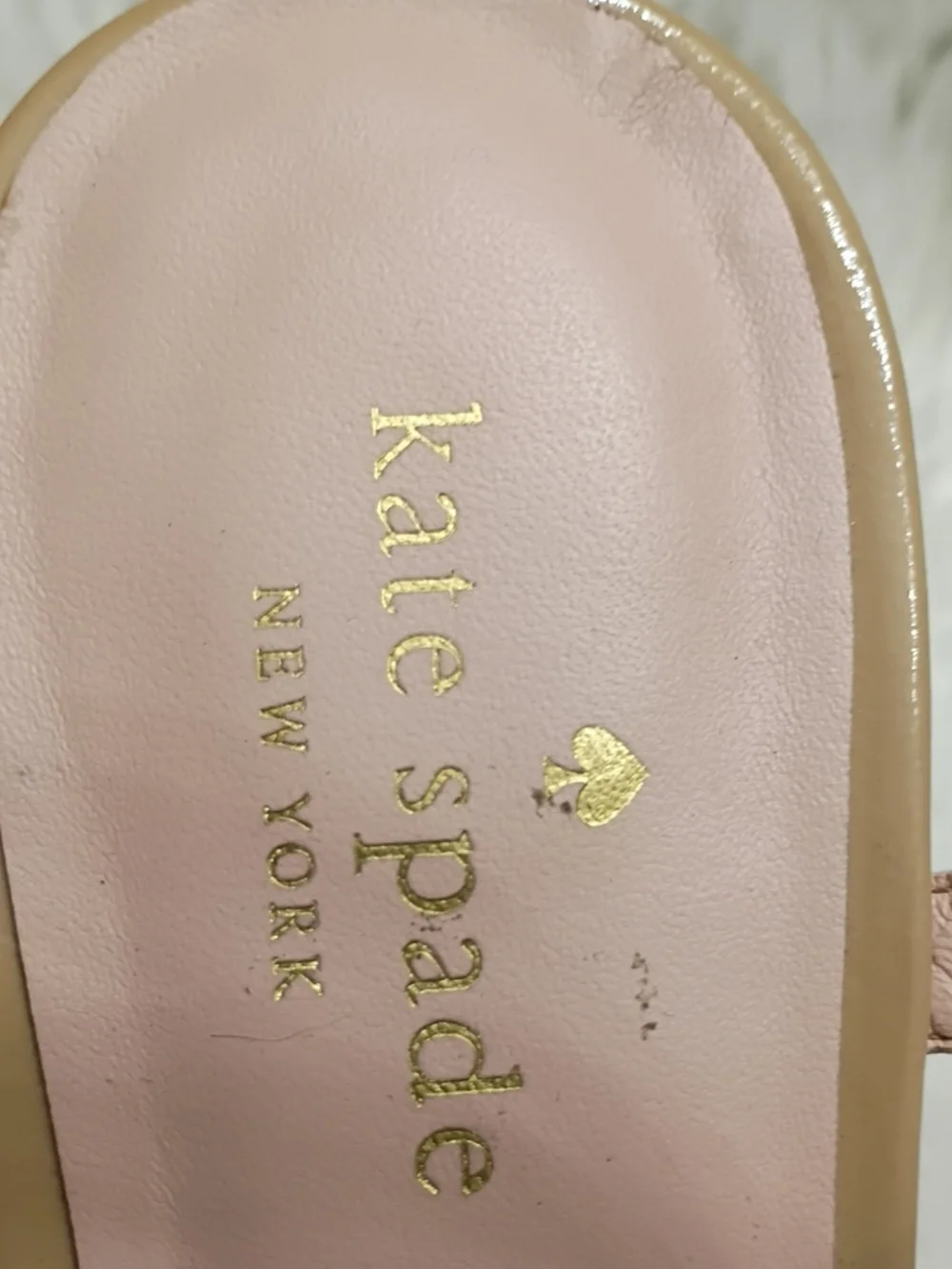 kate spade Tallin Nude Patent Leather Cork Wedge Sandals SZ 8